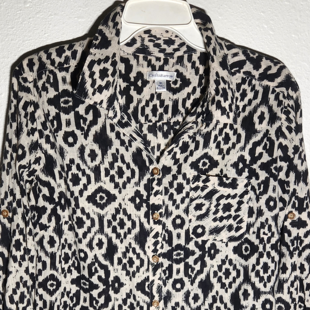Croft & Barrow Short Sleeve Button Down Top SZ-XL